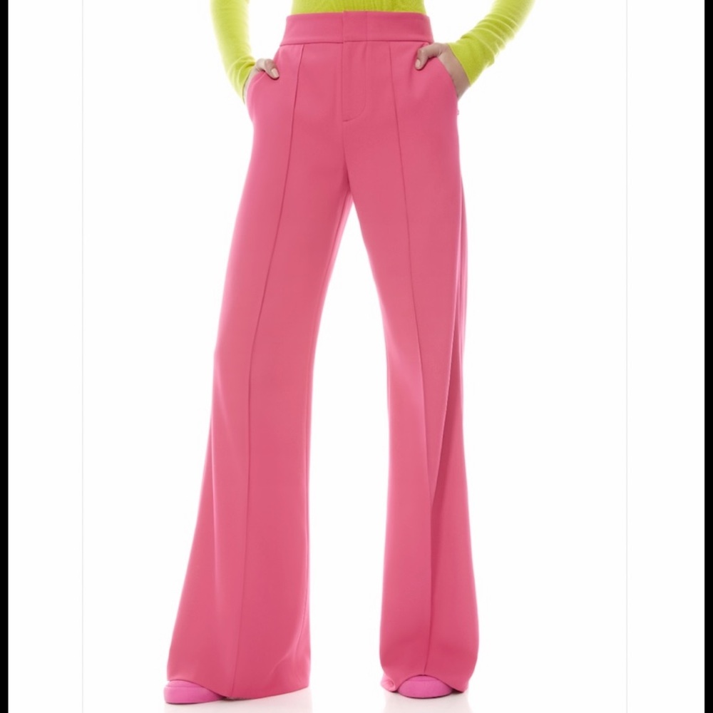Alice + Olivia Vibrant Pink Wide-Leg Trousers - Picture 2 of 8